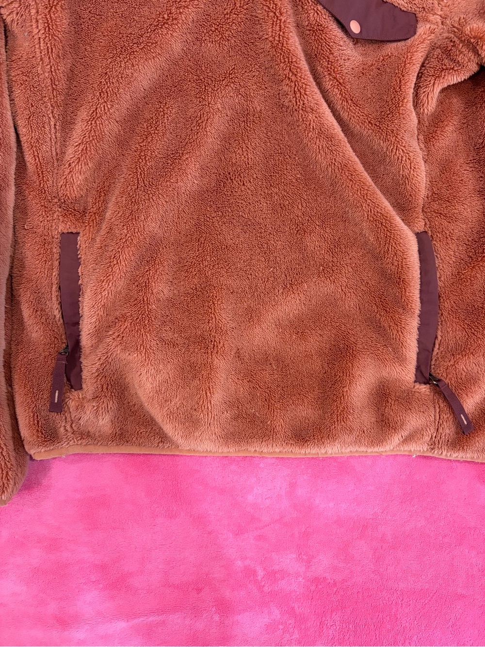 L.L. Bean Women’s Plush Sherpa Pullover - Rust Brown/Orange - Picture 3 of 6